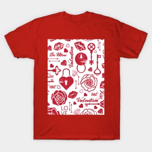 Kitsch Valentine | red and white | love pattern T-Shirt